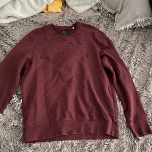 Guess Burgandy Maroon Crew Large